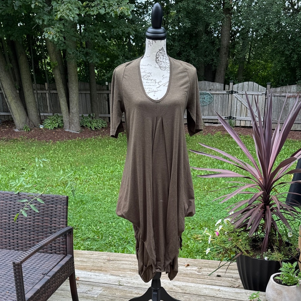 Elegant Asymmetrical Olive Dress